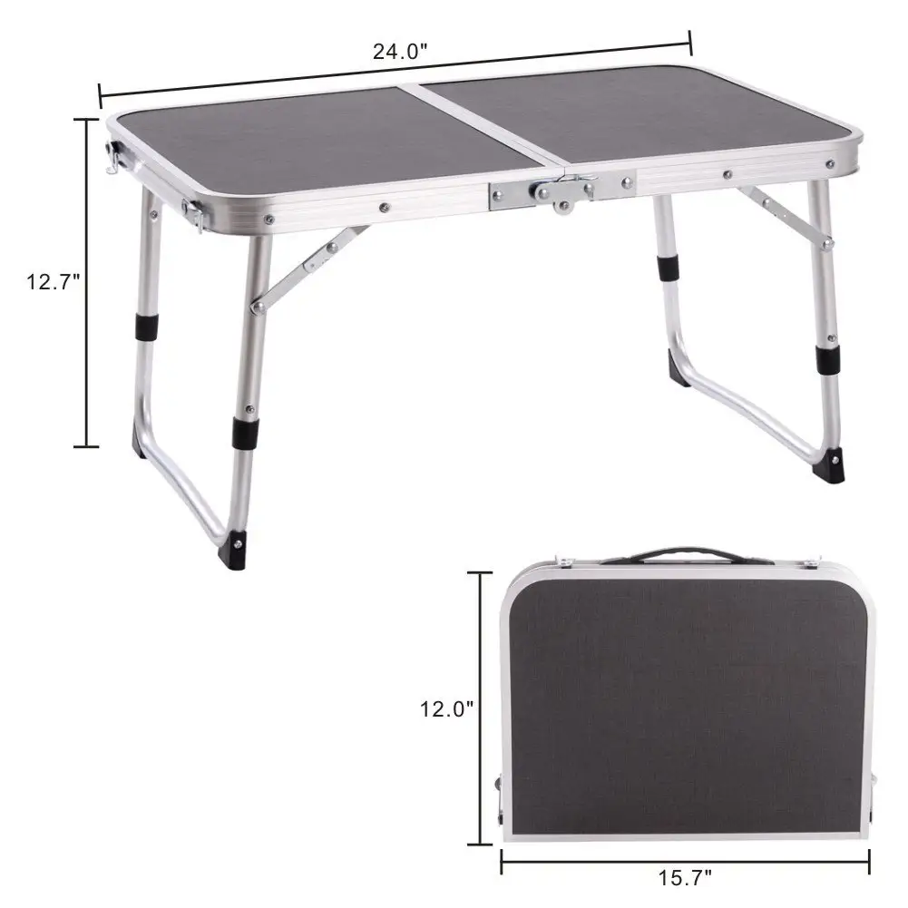 Alüminyum küçük katlanır masa açık kamp barbekü için hafif taşınabilir, parti piknik masa