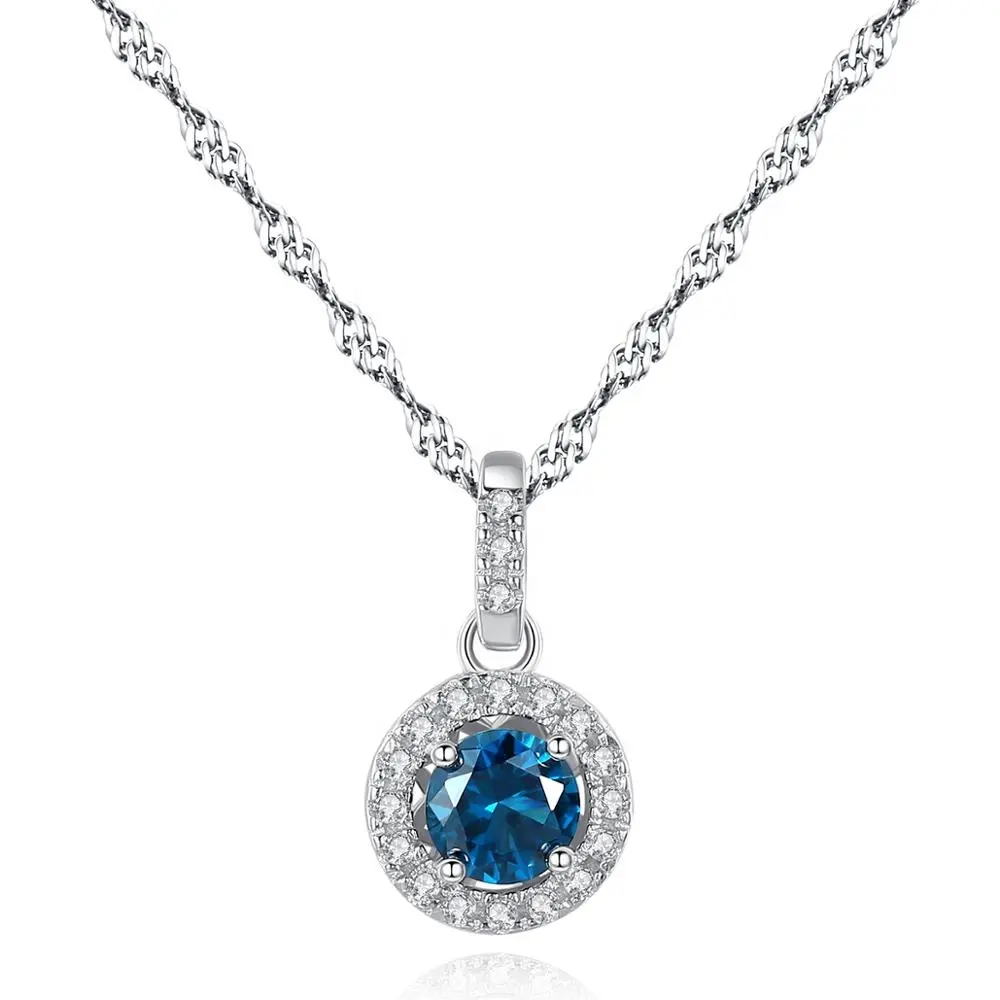 CZCITY красочные создан драгоценный камень кулон 925 стерлингового серебра круглые маленькие CZ вымощенное кулон для женщин ожерелье ювелирные изделия