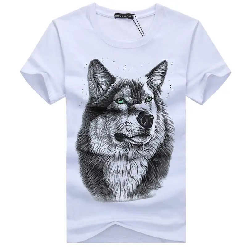 Camiseta de manga corta para hombre, camisa de talla grande, joven, elegante, 3D, cabeza de Lobo, verano, 2022