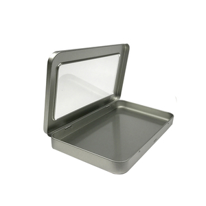Metal Rectangular <strong>Hinged</strong> Tin <strong>Box</strong> Gift <strong>Box</strong> With Window on Top - Product Image 1