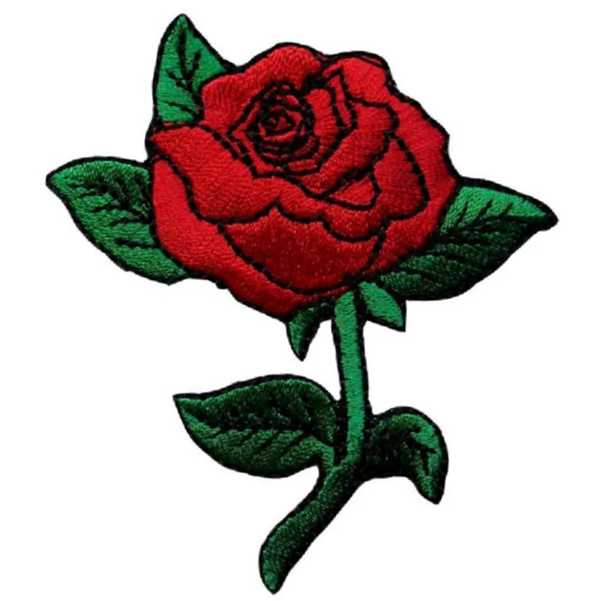 Rosso forma diversa Rosa Del Fiore Del Ricamo Patch Applique per abbigliamento