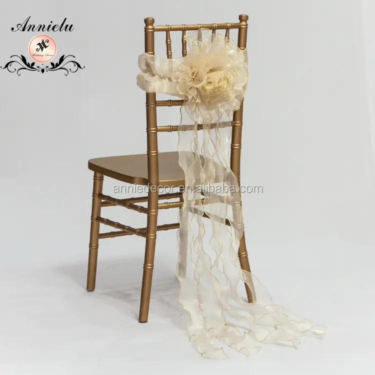 Mooie organza bloem vormige chiavari bruiloft stoel cover