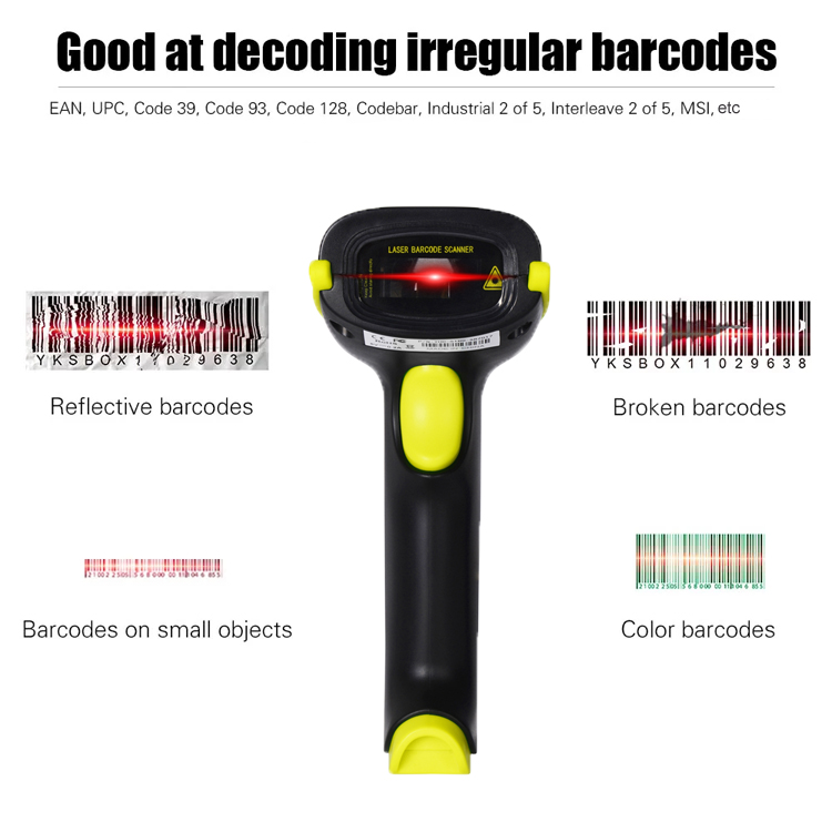 TTL/USB/RS232/KBW Optional 1D Laser Wired Barcode Scanner Multi-Interfaces