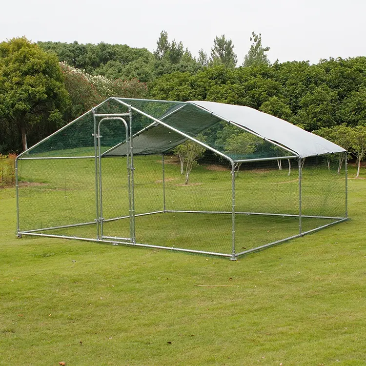 Low Prices 4*4M Breathable Metal Iron Wire Fence Hens Chicken Coop With Door And Waterproof Cover