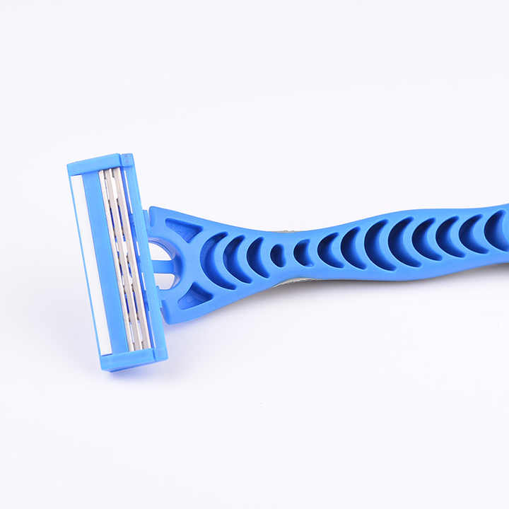 MAX Factory Custom Logo Plastic Handle Blue Triple Blade Disposable Shaving Razor Blades for Men