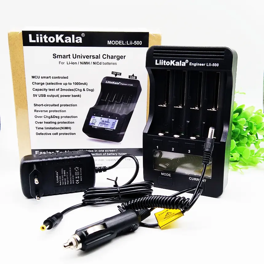 (Eu.us. UK Plug) LiitoKala Lii-500 LCD 3.7 V,1.2 V 18650 26650 16340 14500 10440 18500 20700B 21700เครื่องชาร์จแบตเตอรี่พร้อมจอแสดงผล