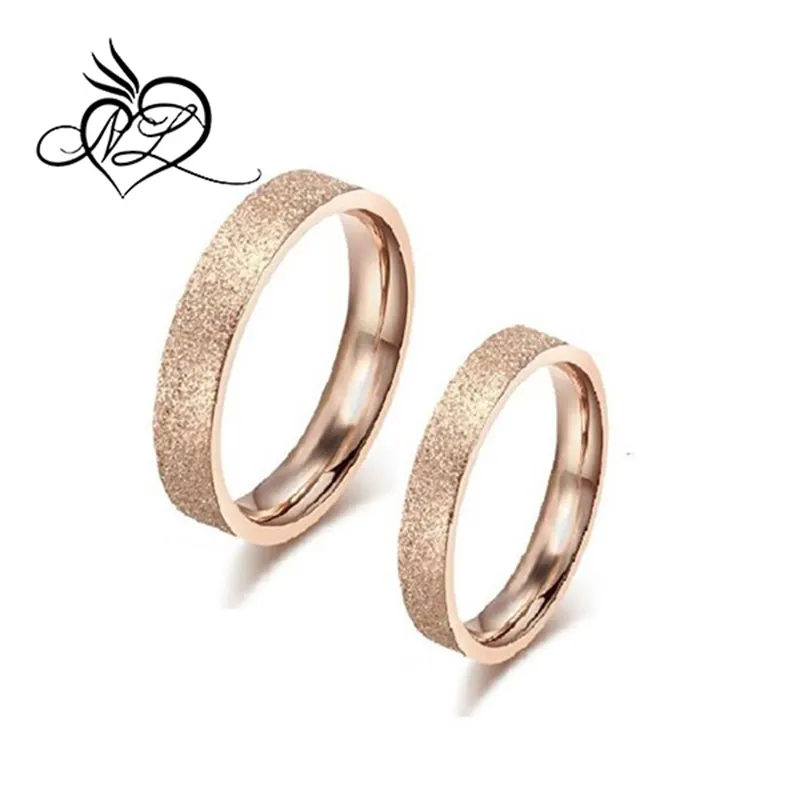 Oro rosa Delle Donne Degli Uomini di Titanio Delle Coppie Dell'acciaio inossidabile Anelli per Lui e per Lei Promessa di Matrimonio di Fidanzamento Bands