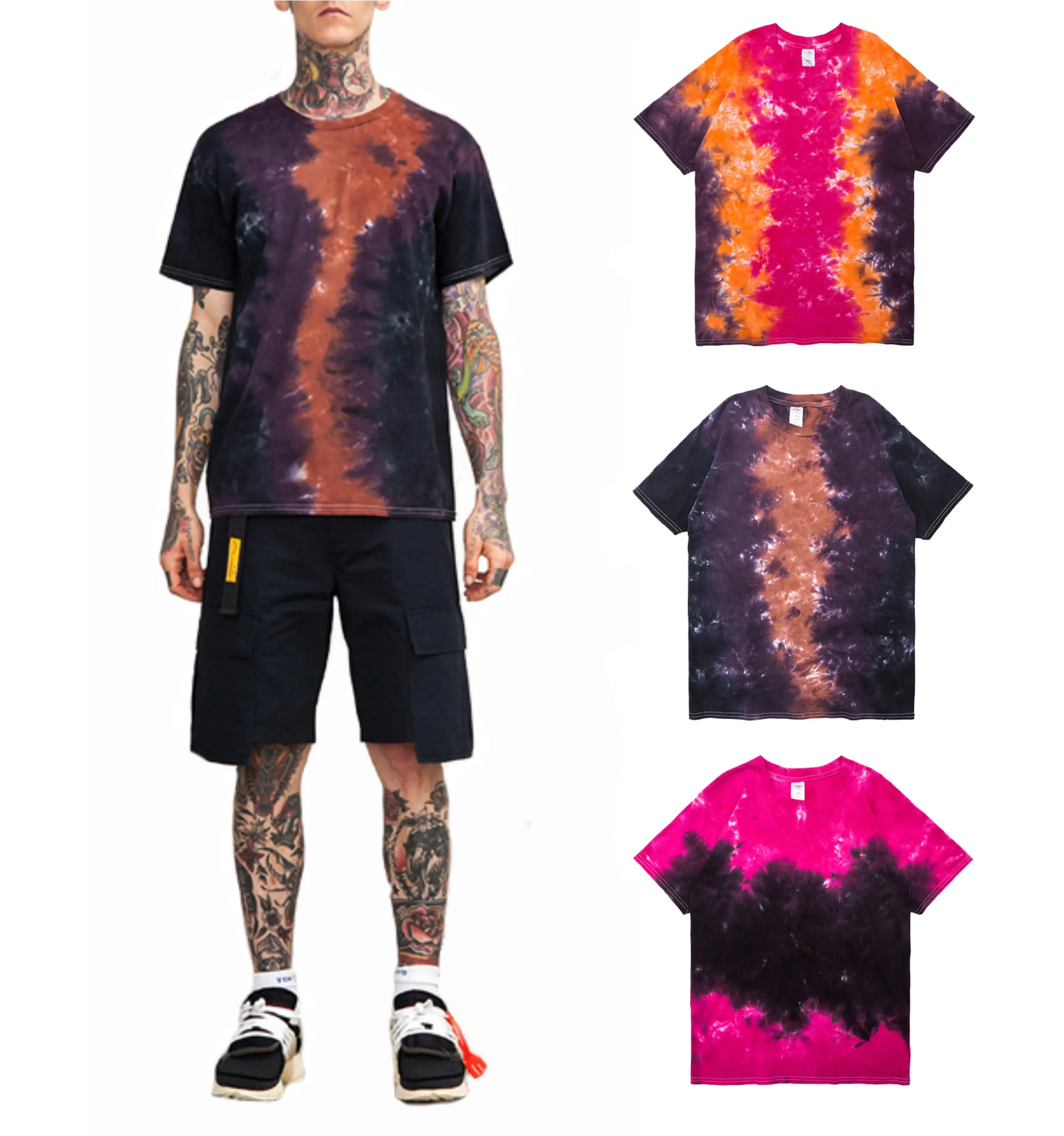 OEM degli uomini 100% cotone Modello Astratto streetwear tie dye t shirt oversize tie dye maglietta personalizzata t-shirt maglietta tie dye