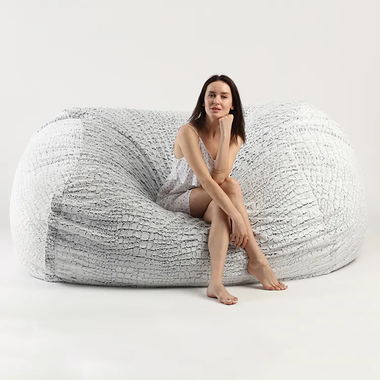 Sessel Stein Pelz Schaum Füllung Kunst pelz Bequeme Sitzsack Stuhl bezug Riesen Sitzsack Bett Memory Foam großen Sitzsack gemütlich