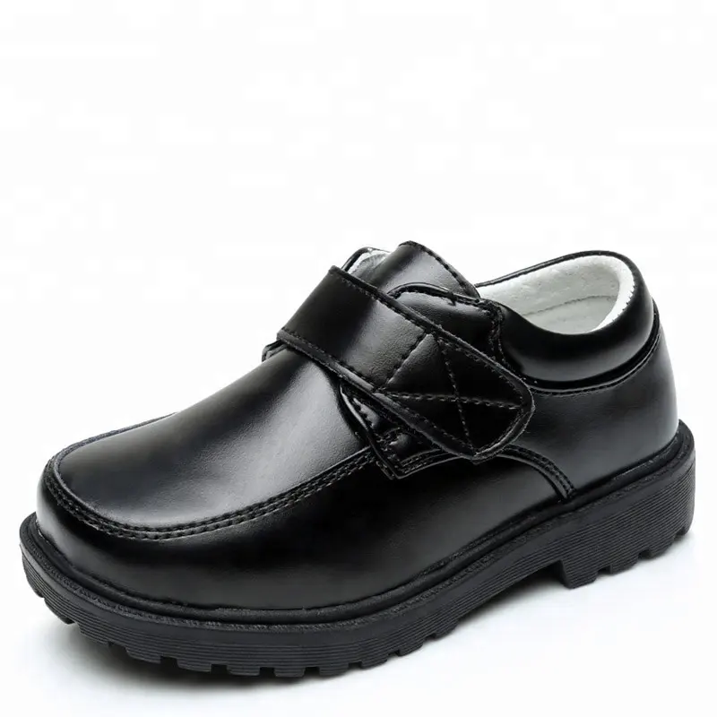 الجملة مخصص OEM الطالب الأطفال الاطفال جلد طبيعي أسود زي مدرسي اللباس أحذية
