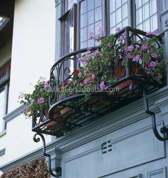 Diseño de caja de flores de ventana de hierro para la venta