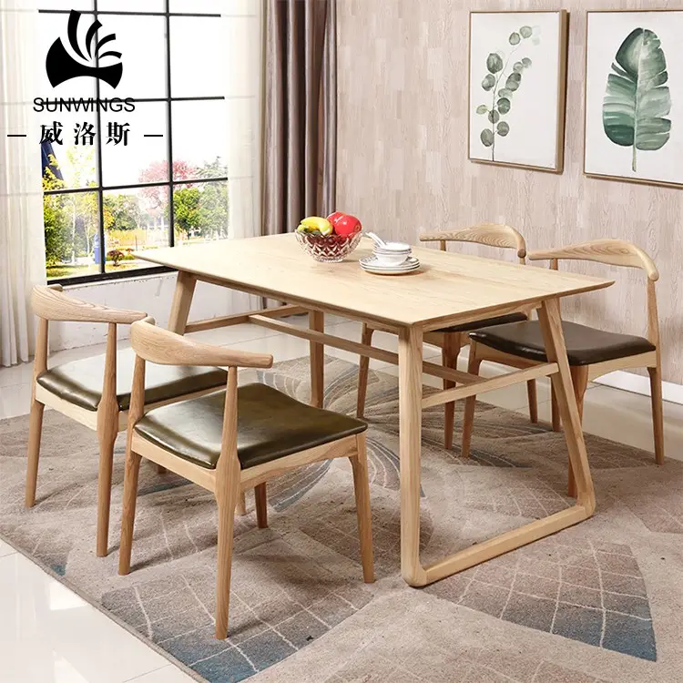 Mesa de comedor, muebles para el hogar, mesa de comedor de madera de pino reciclada clásica con 4 sillas, juego Rectangular de madera, moderno y tradicional