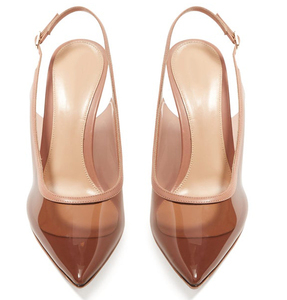 2019 Yeni Varış moda kadın marka tarzı PVC slingbacks yüksek topuk parti gece kulübü ayakkabı - Product Image 4