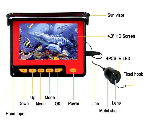 Fisch Finder 1000TVL HD Wasserdichte Unterwasserfischen Inspektion Kamera 4,3 Zoll Farbe Monitor 20 Mt Kabel