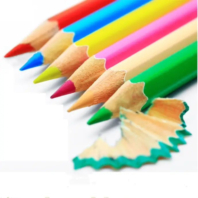 OEM 3.5 inç yarım uzunlukta çocuk renkli çizim kalemler 12 altıgen ve yuvarlak kağıt kalemler ASTM sertifikalı