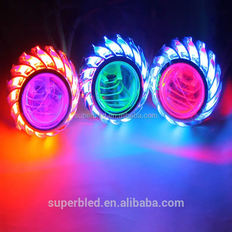 Xenon bulbs low hid bi Motorcycle LED Headlamp Projector lens light Angel Headlights Led Devil Eyes Car Lights