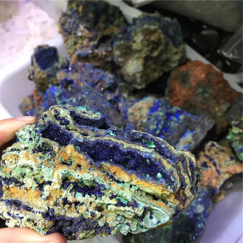 Venta al por mayor Natural azurita Mineral crudo azul malaquita piedras