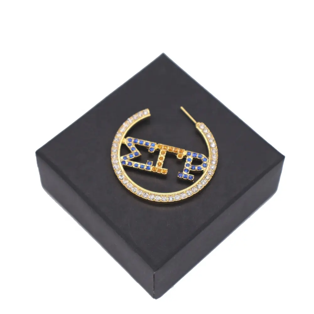Metallo oro colore della miscela di cristallo lettera greca SGR sigma gamma rho orecchini per la società del regalo delle donne