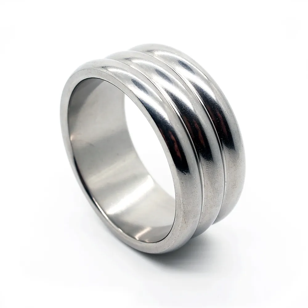 Anillo de pene de acero inoxidable de 47mm, anillo de metal para pene, camilla para escroto, anillo sexual de retardo de tiempo masculino para hombres, bloqueo de pene