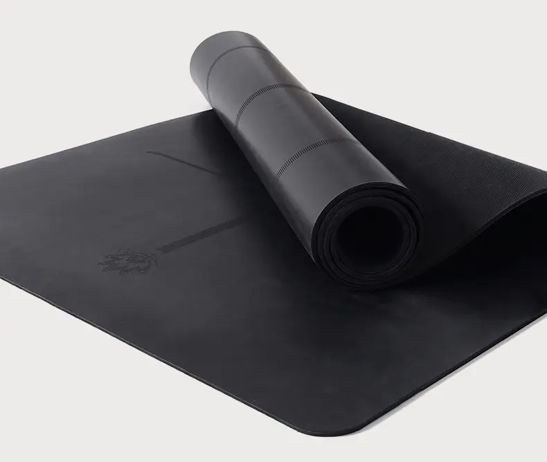 4.5ミリメートルNatural Rubber Yoga Mat Body Alignment Lines PU Yoga Mat