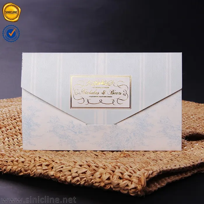 Sinicline-caja de embalaje ecológica, papel de sobre con estampado de lámina dorada
