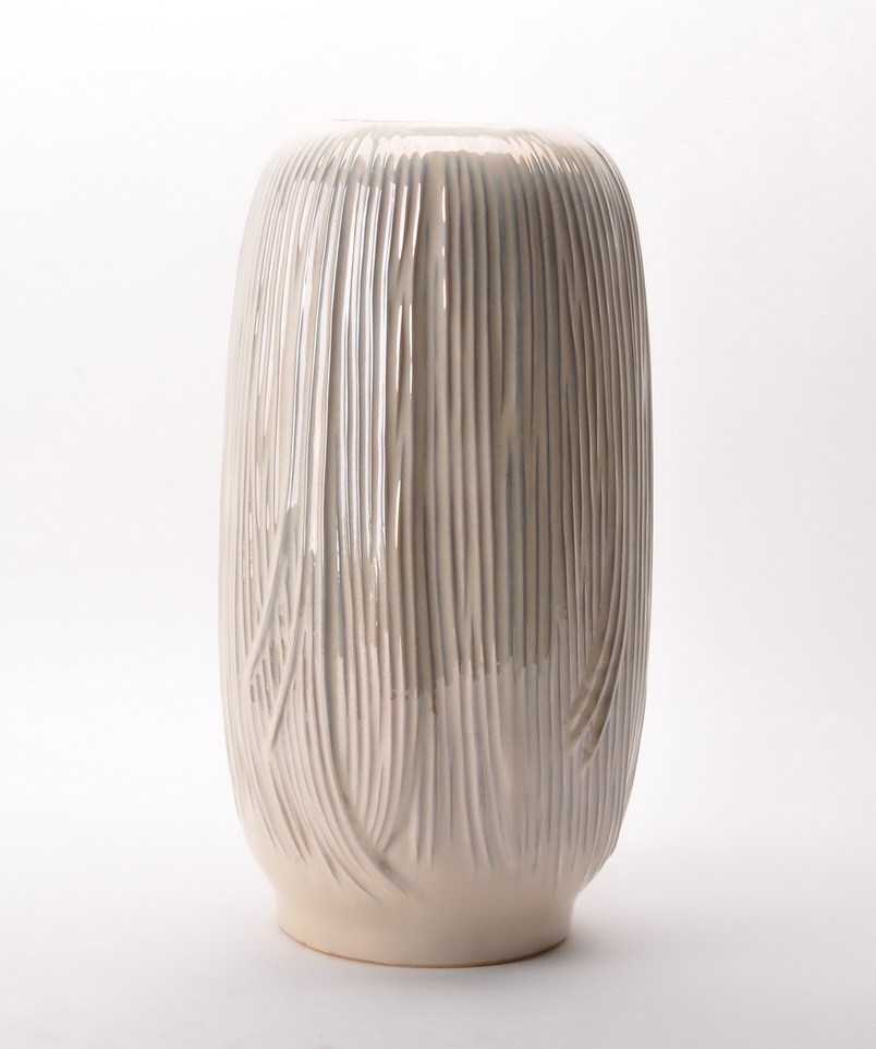 French popular  pearl color decorative indoor ceramic large floor flower vase