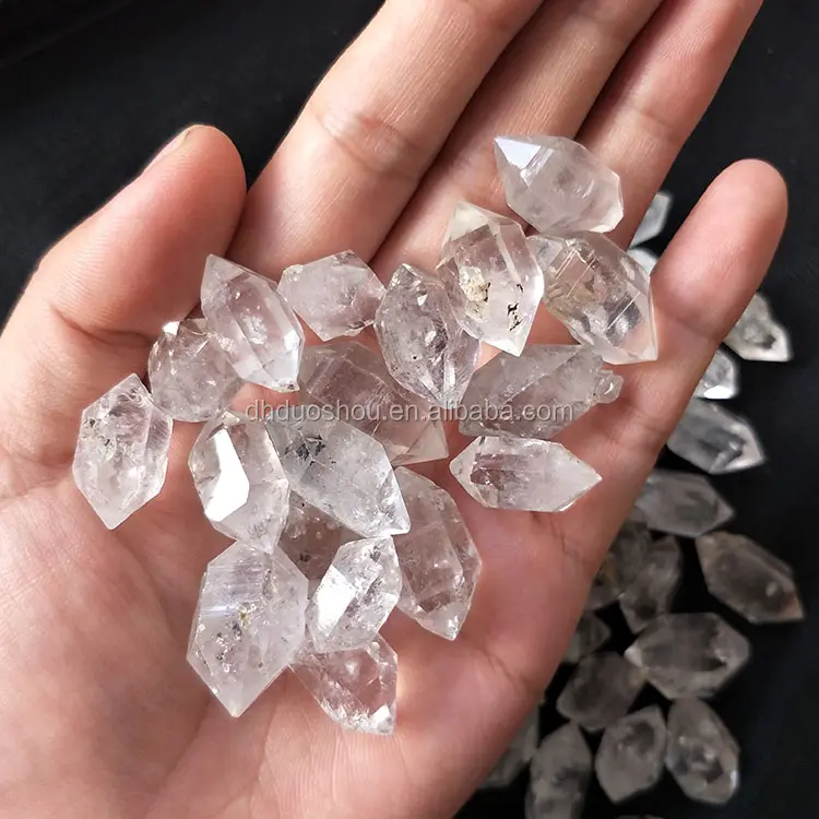 Duro Natural brillante doble terminado Herkimer diamantes de cristal de cuarzo varita puntos de venta