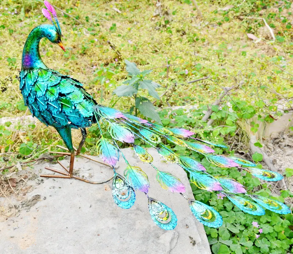 Outdoor metallo ornamenti da giardino Uccello Pavone