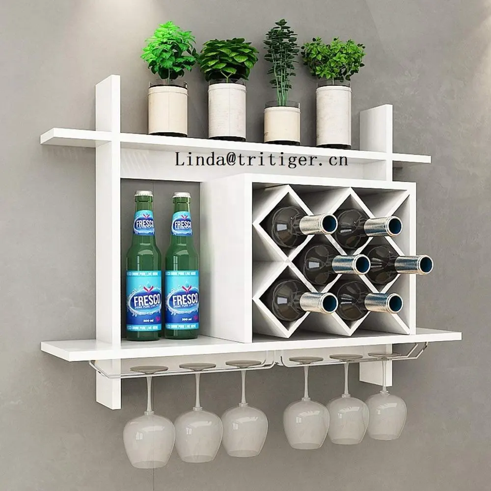 Groothandel Goedkope Prijs Wandmontage Houten Display Fles Wijnrek Voor Home Decoratie