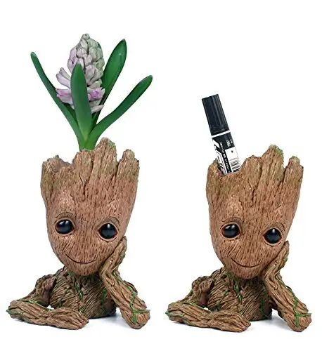 Polyresin contenedor bebé plantador pluma contenedor de guardianes de la galaxia Hombre árbol flor olla con agujero figuras de acción modelo de juguete