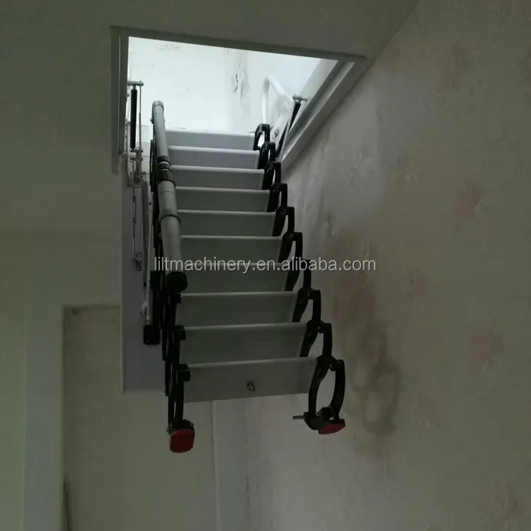 Duplex-Innentreppe Klappbare Dachboden leitern mit Handlauf, versenkbare Stahl treppe für Baumaterial