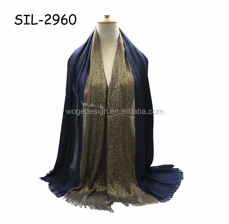 Stocks lady hot popular design Dubai style jacquard rayon shiny lurex gold shimmer scarf viscose hijabs