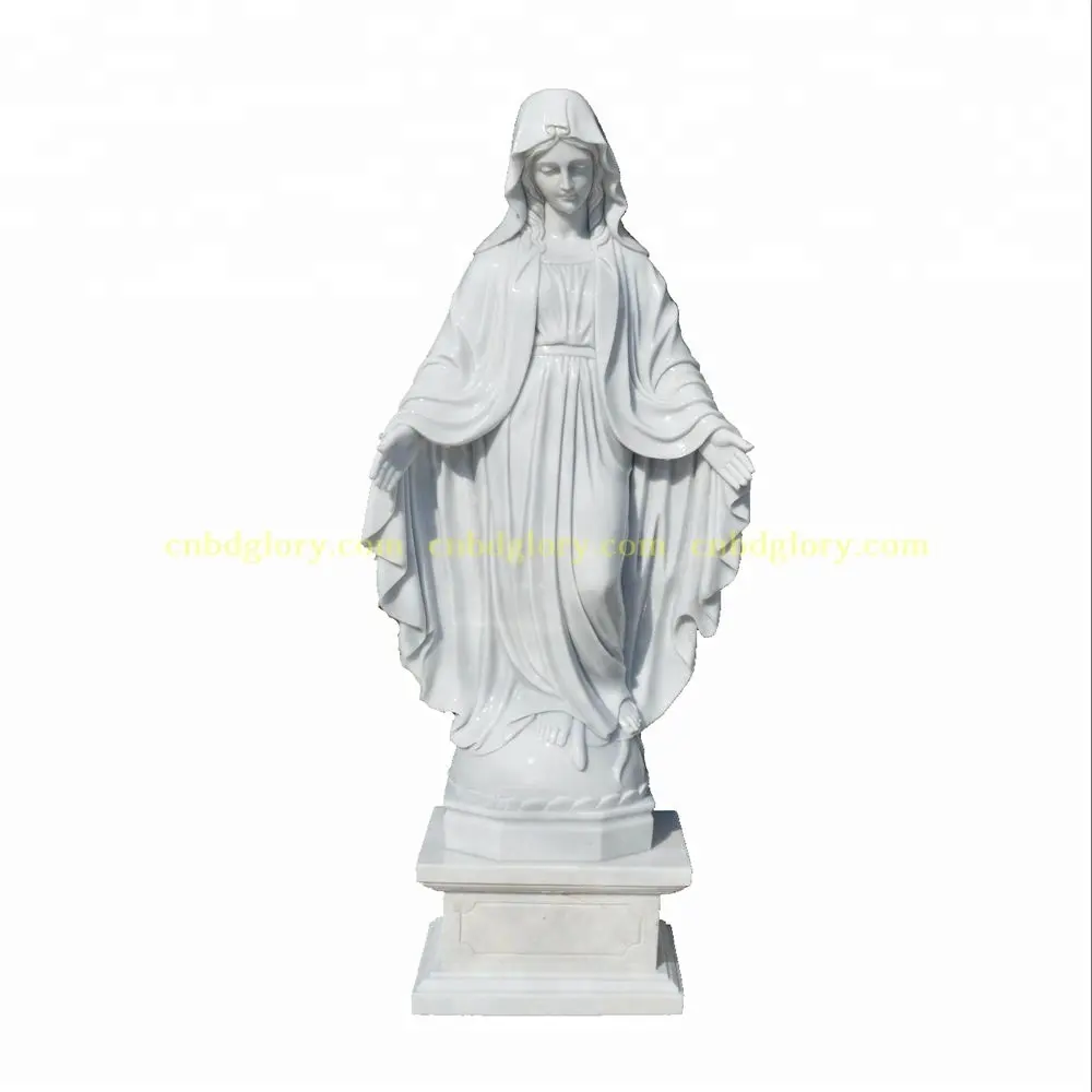 Figura de iglesia cristiana personalizada adornos escultura tallada a mano estatuas de la Virgen María de mármol