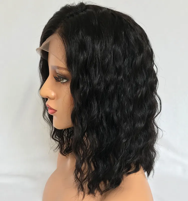 Peruca de cabelo humano ondulado, 180 de densidade superior cabelo humano virgem brasileiro malaio peruano cabelo peruano atacado