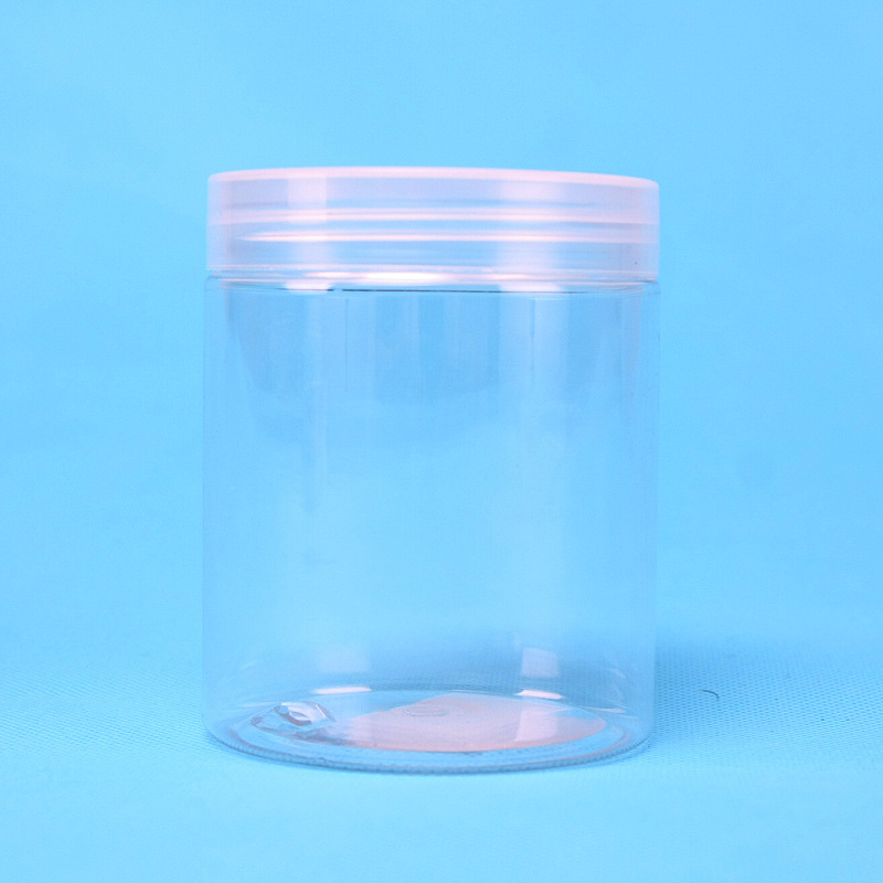 Barattolo trasparente con tappo in plastica trasparente