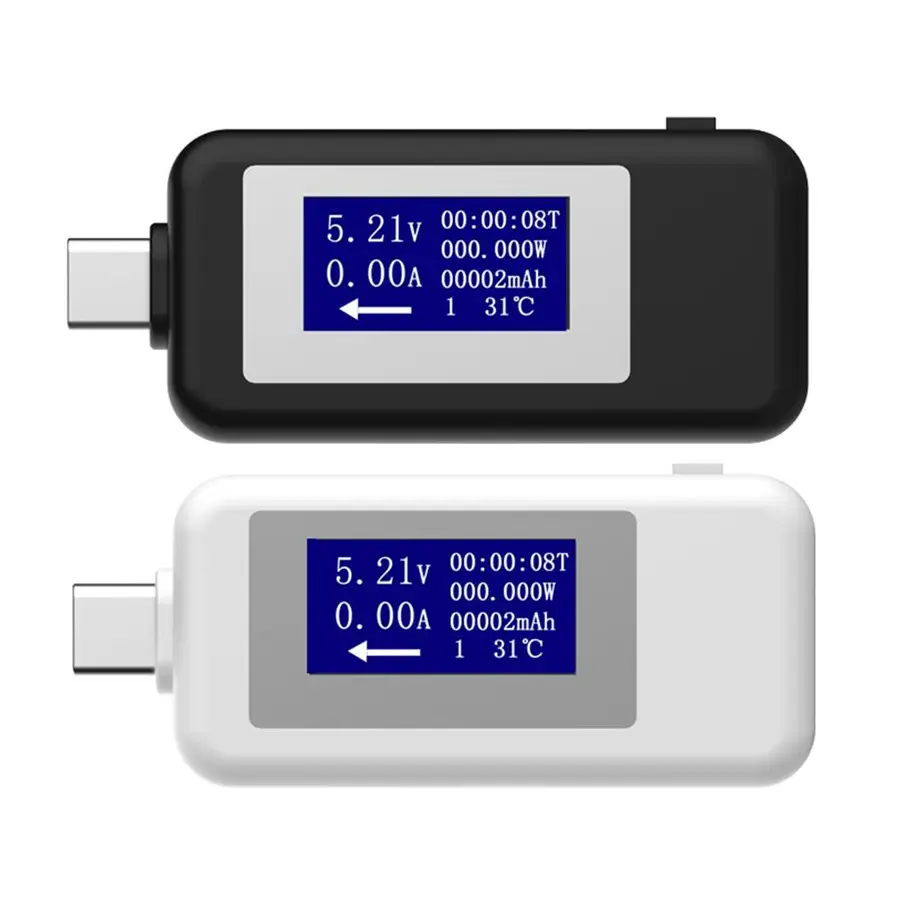 Tipo-C DC 4-30 v de energía eléctrica USB capacidad probador de voltaje actual del medidor monitor voltímetro amperímetro negro blanco