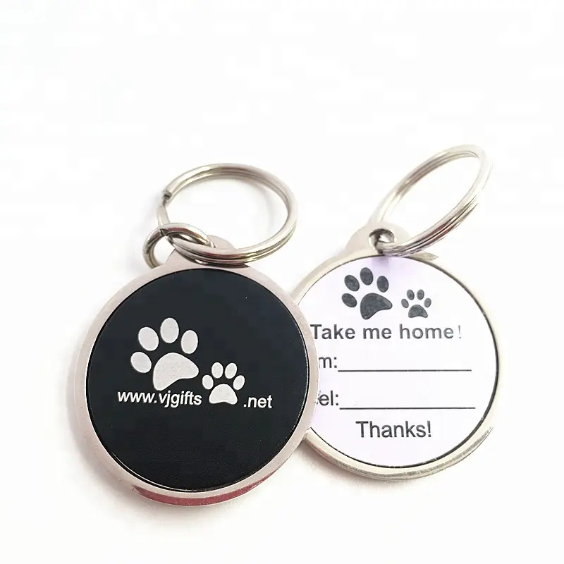 Vendite calde del metallo smalto personalizzato adesivi codice qr dog id tag con 15 millimetri portachiavi