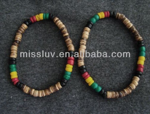 Bracelet en bois de coco couleur jamaïcain