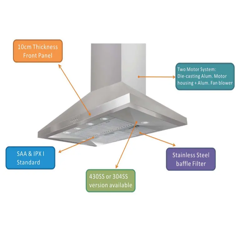 90cm120cm สแตนเลส BBQ kitchen range hood