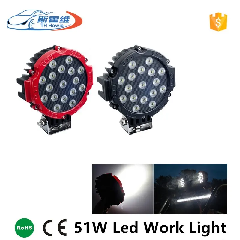 High Power 51W Led Round Work Light Bar For Offroad Truck Tractor ATV SUV Auto Driving Lamp DC 12V/24V 7 inch Car Led Headlight