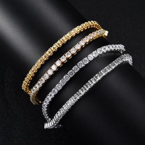 BC019 3mm 4mm 5mm pirinç zirkon tenis zinciri 1 satır kolye Hip hop Bling takı altın gümüş CZ tenis zincir kolye dışarı buzlu - Product Image 4