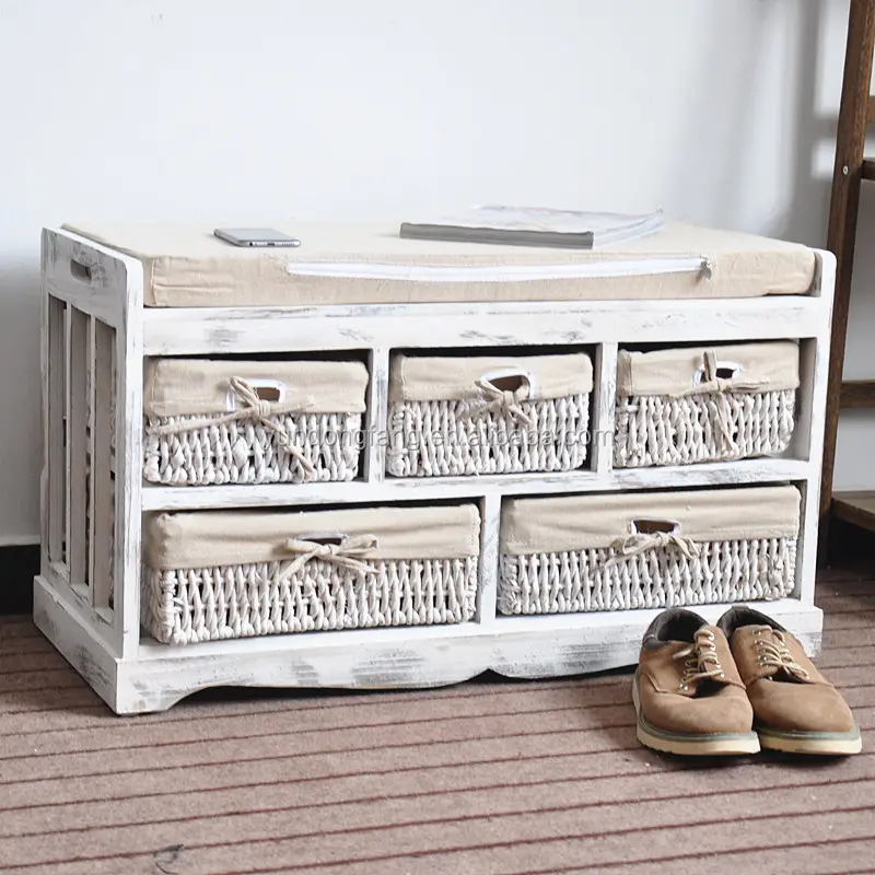 Nouveau design pas cher stockage banc extérieur/bois tabouret de rangement