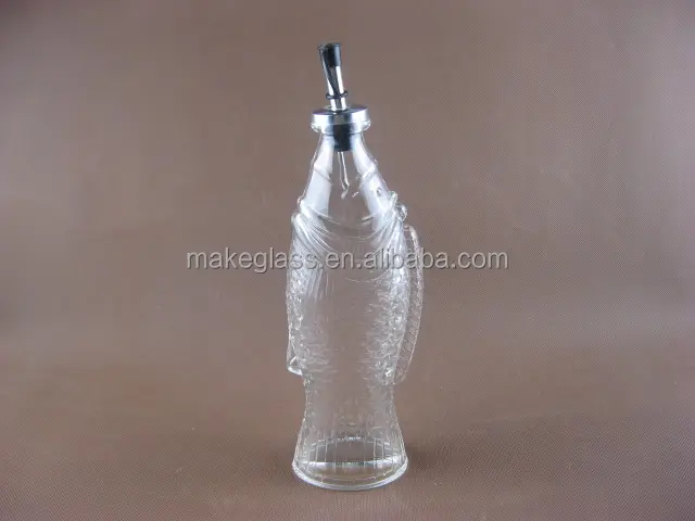 Garrafa de vidro de óleo de cozinha, dispensador de vinagre, garrafa de vidro em formato de peixe