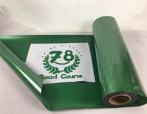 Glitter CDG19 Green Color <strong>Flock</strong> and <strong>Flex</strong> Glitter Hot Transfer Vinyl for Shoes Heat Press 50cm*27 Yards