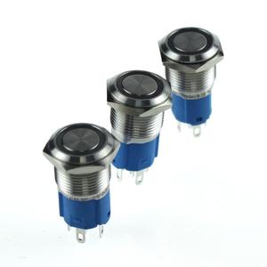 LA16JSF-11E paslanmaz çelik basmalı düğme anahtarı mavi lamba ile - Product Image 5