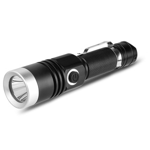 סגסוגת אלומיניום 900lumen מיקרו USB נטענת <span class=keywords><strong>XM</strong></span>-<span class=keywords><strong>L2</strong></span> 10w הוביל פנס קליפ פנס light סופר בהיר פונקציה בנק הוביל פנס