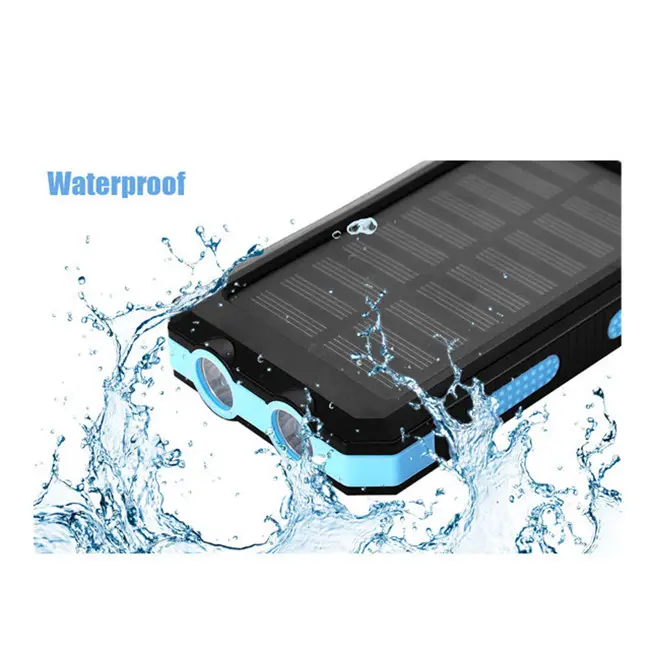 Dual USB LED Flashlight Solar Power Bank 15000mAh Outdoor Solar Power Charger External Battery Bank For iPhone 15 Plus