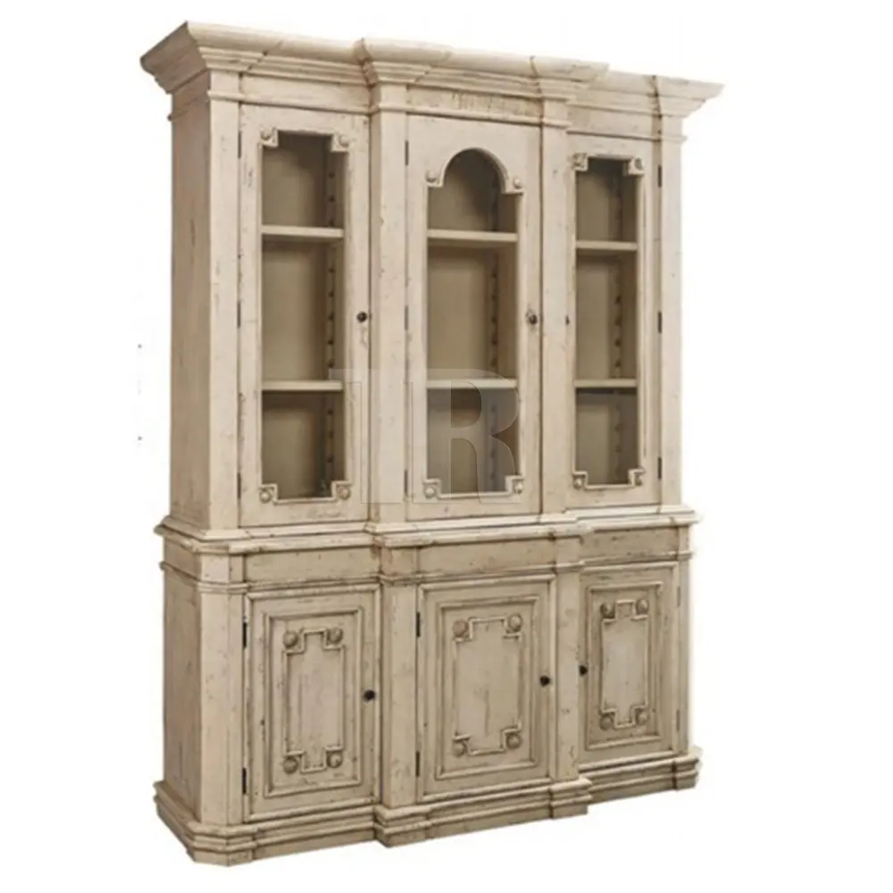 breakfront style classic storage reclaimed pine cabinet with removable shelf