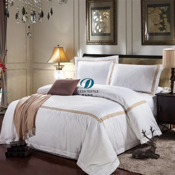 Deeda factory luxury embroidered design egyptian cotton bedding 5 star hotel