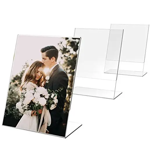 Slant Back Clear Acrylic Table Sign Holder Dazzling Displays Economy Portrait Ad Photo Frames Perfect for Home Office Store